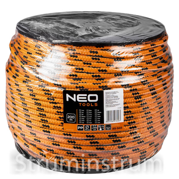 Канат поліпропіленовий плетений 10 мм, 200 м NEO TOOLS (49-945)