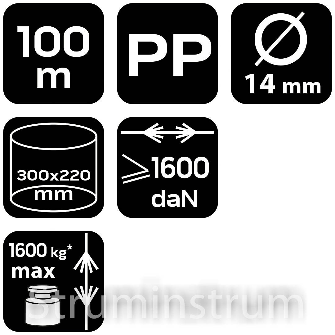 Канат поліпропіленовий плетений 14 мм, 100 м NEO TOOLS (49-947) Канат поліпропіленовий плетений 14 мм, 100 м NEO TOOLS (49-947)