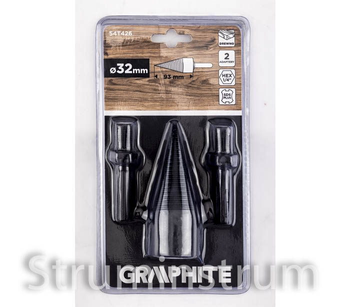 Свердло для розколювання деревини SDS Plus/HEX 32 мм GRAPHITE (54T426) Свердло для розколювання деревини SDS Plus/HEX 32 мм GRAPHITE (54T426)