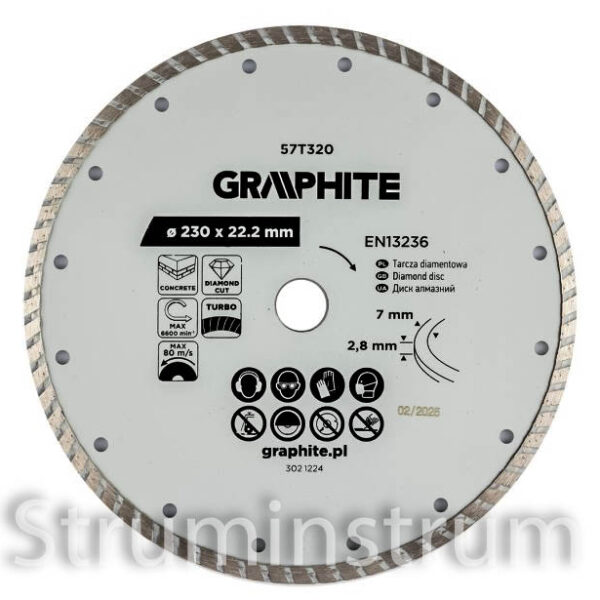 Диск алмазний Turbo GRAPHITE 230 x 22,2 мм, сухе різання (57T320)