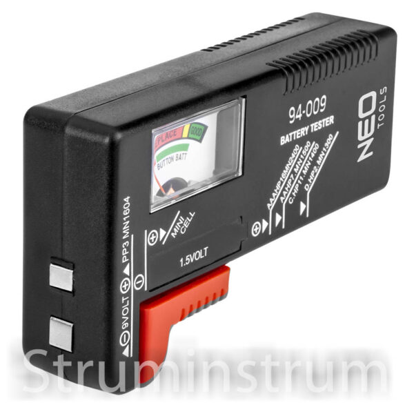 Тестер акумуляторів та батарей 1,5В і 9В NEO TOOLS (94-009)