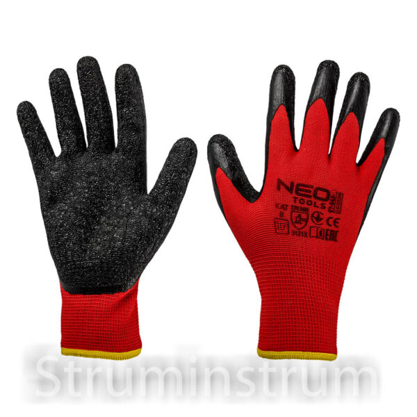 Робочі рукавички поліестер з латексним покриттям (крінкл), розмір 10, NEO TOOLS (97-645K-10)