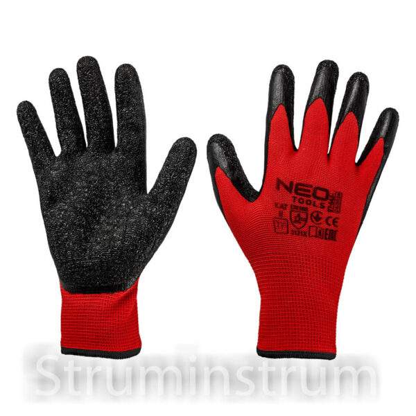 Робочі рукавички поліестер з латексним покриттям (крінкл), розмір 11, NEO TOOLS (97-645K-11)
